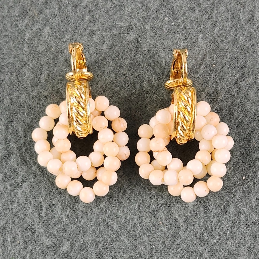 Avon Triple Twisted Beaded Tropical Boho Vintage Earrings 1"